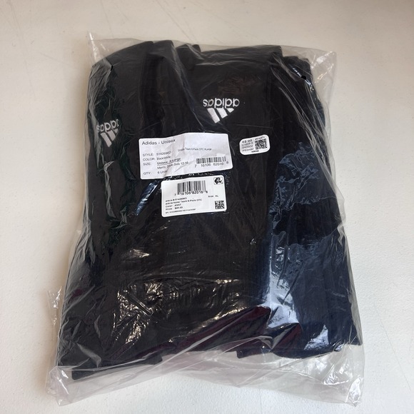 Adidas Team 6-Pack- BLACK CREW SOCKS- XL Mens 12-16 - NEW & BAGGED - Picture 1 of 5